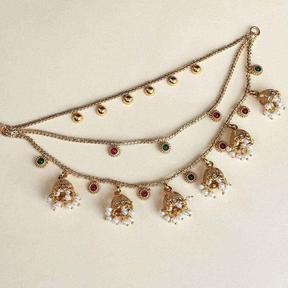Handmade Brass Metal Jewellery Jhumki Ear Chain